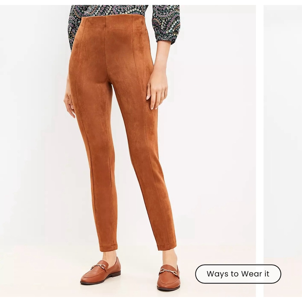 LOFT | Faux Suede Leggings in Fresh Pumpernickel | Small - Picture 10 of 12